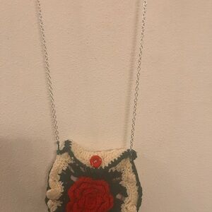 Hand Made Crochet Rose Pendant purse